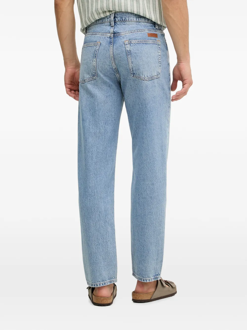 Mos Mosh Steve straight jeans met logopatch Blauw