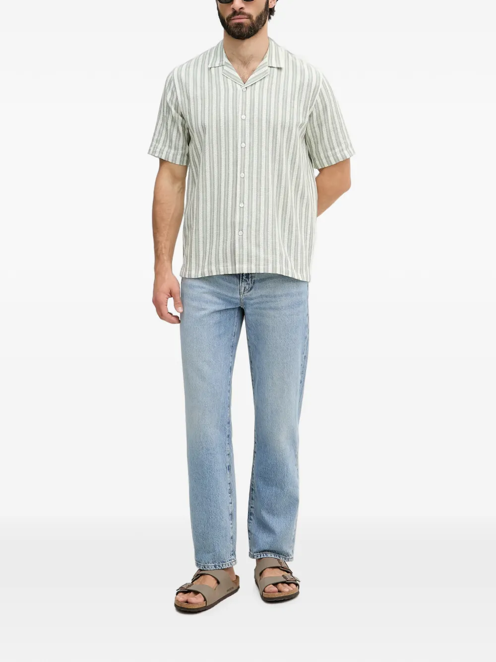 Mos Mosh Steve straight jeans met logopatch Blauw