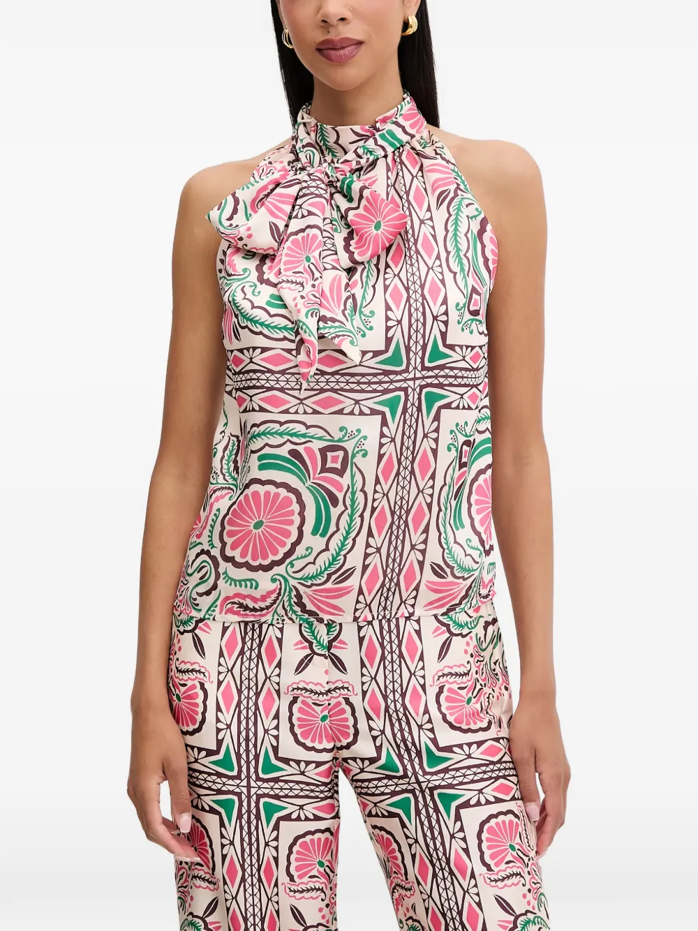 Morgan floral-print pussy-bow blouse