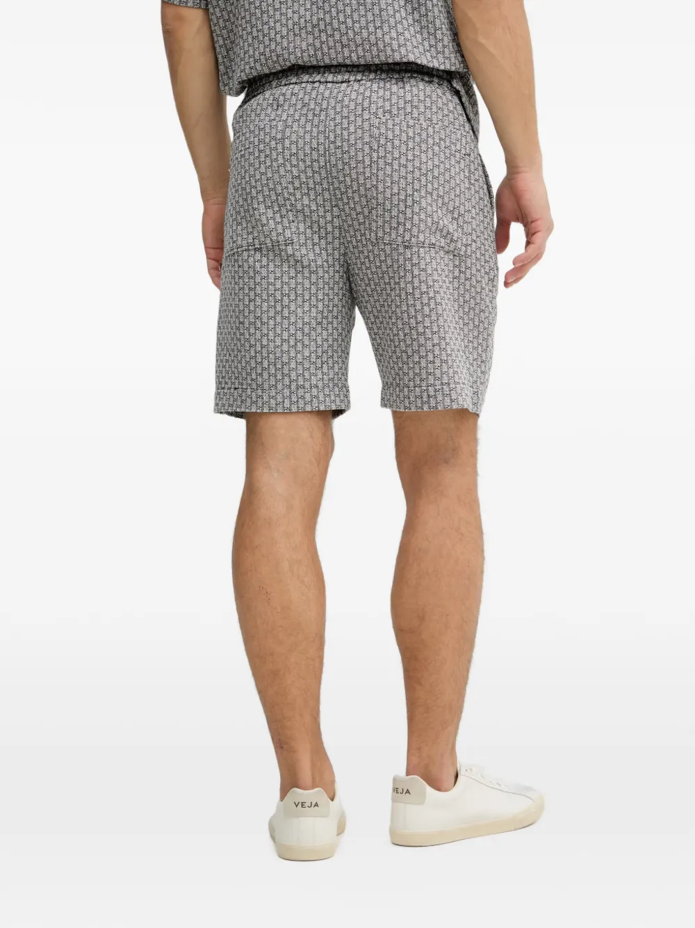 Mos Mosh MMGFloyd Basso shorts met elastische taille en geometrisch patroon Blauw