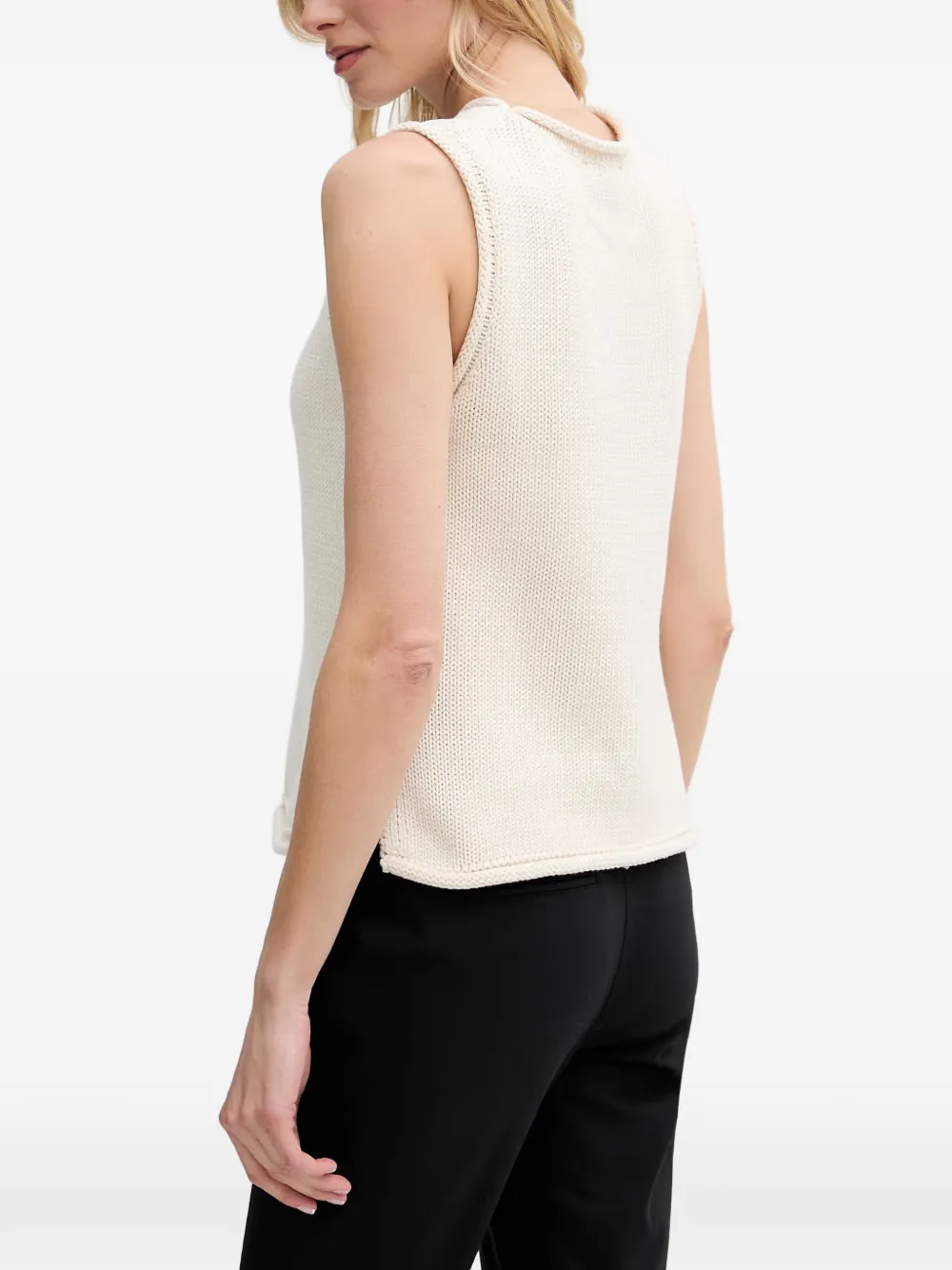 Mos Mosh MMAubin SL mouwloze top met gerolde afwerking Beige