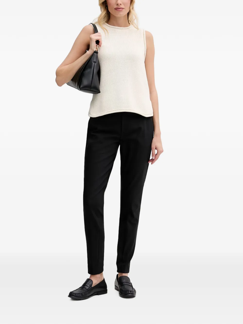 Mos Mosh MMAubin SL mouwloze top met gerolde afwerking Beige