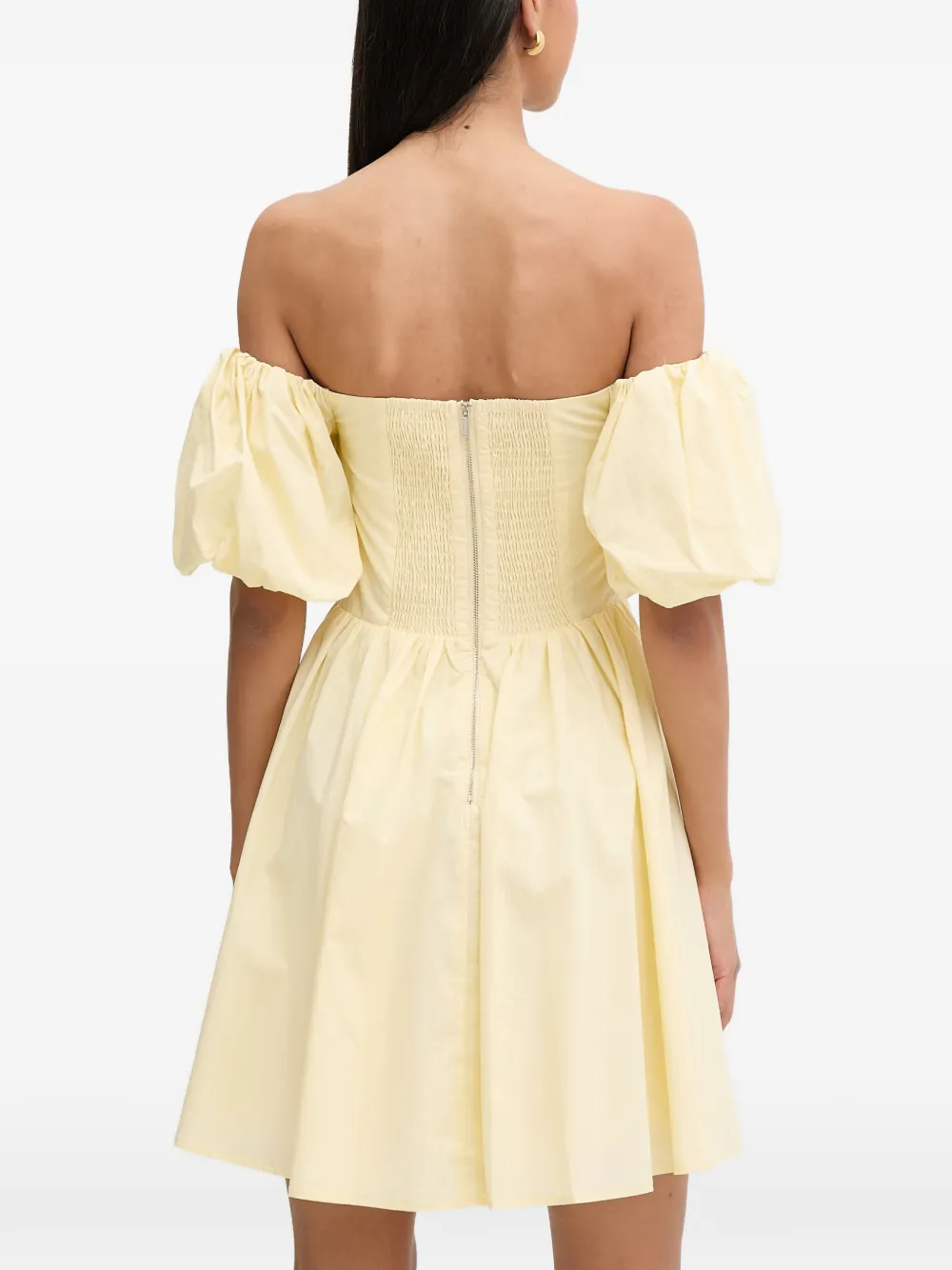 Morgan Rilou off-shoulder gedrapeerde mini-jurk Geel