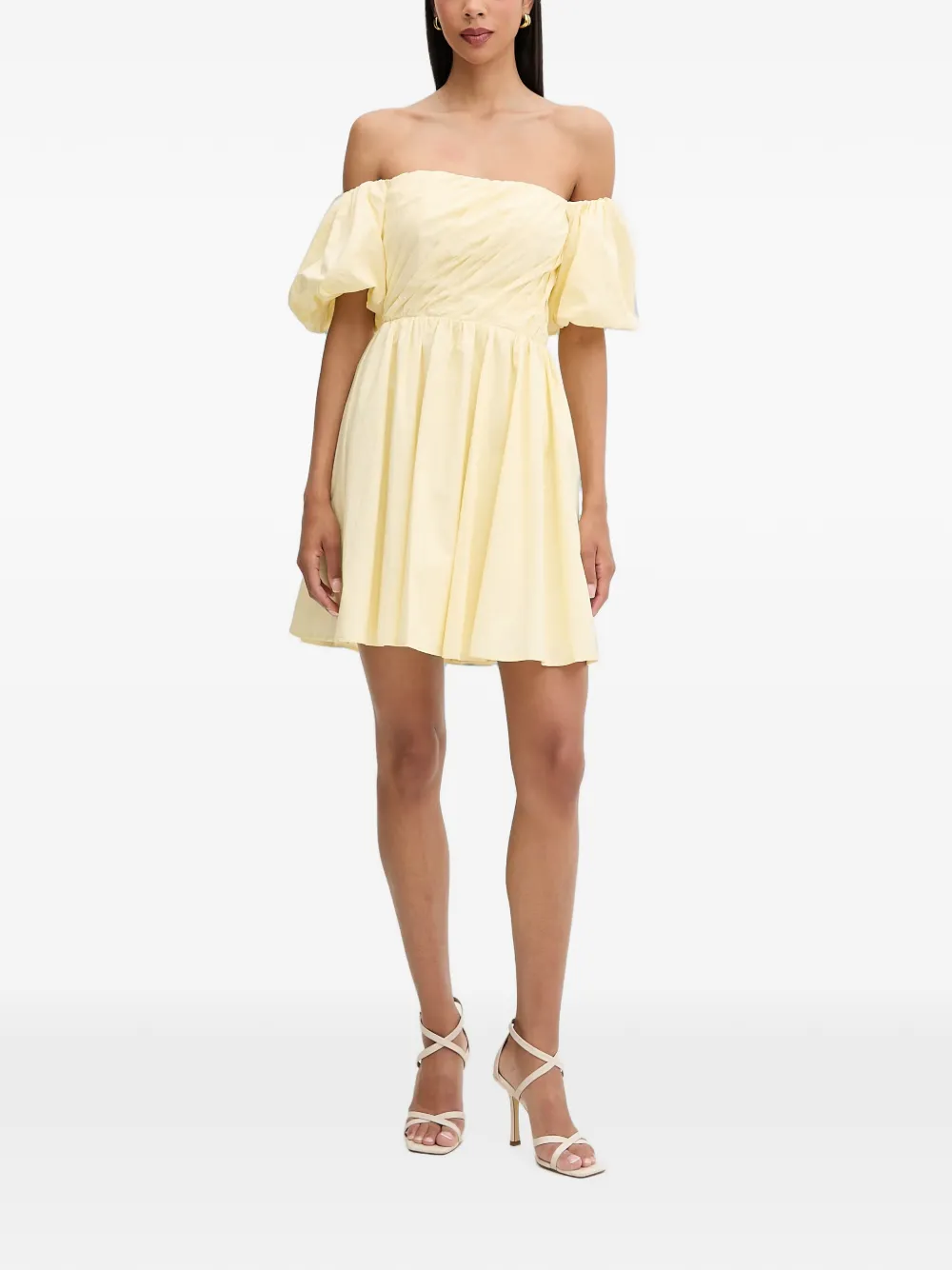 Morgan Rilou off-shoulder gedrapeerde mini-jurk Geel