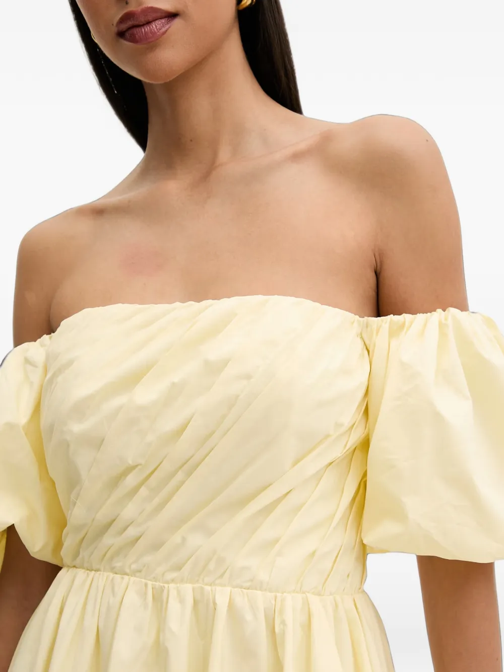 Morgan Rilou off-shoulder gedrapeerde mini-jurk Geel