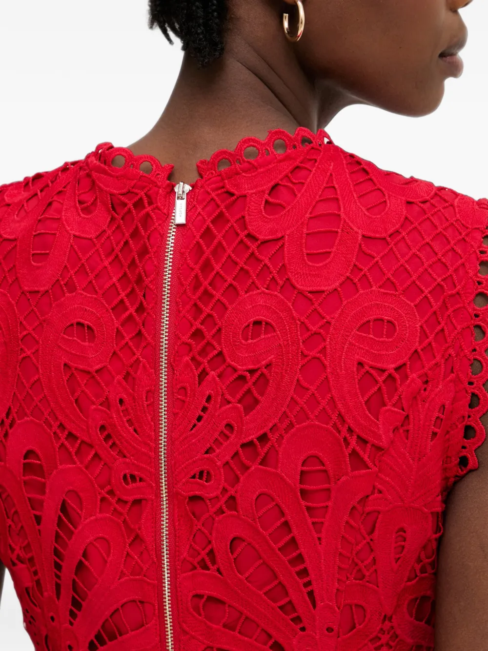 Morgan Rosli guipure-lace ruffled mini dress Rood