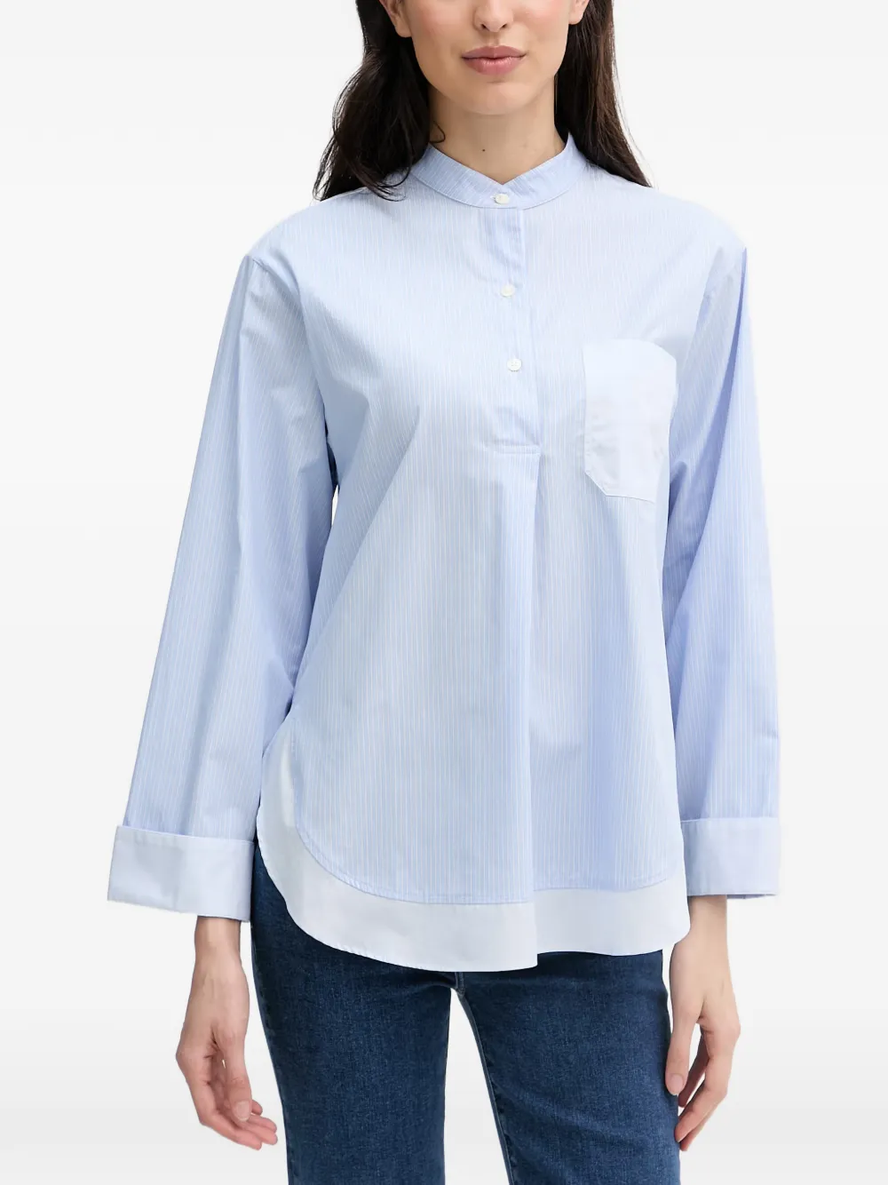 Mos Mosh MMBronwyn striped band-collar shirt