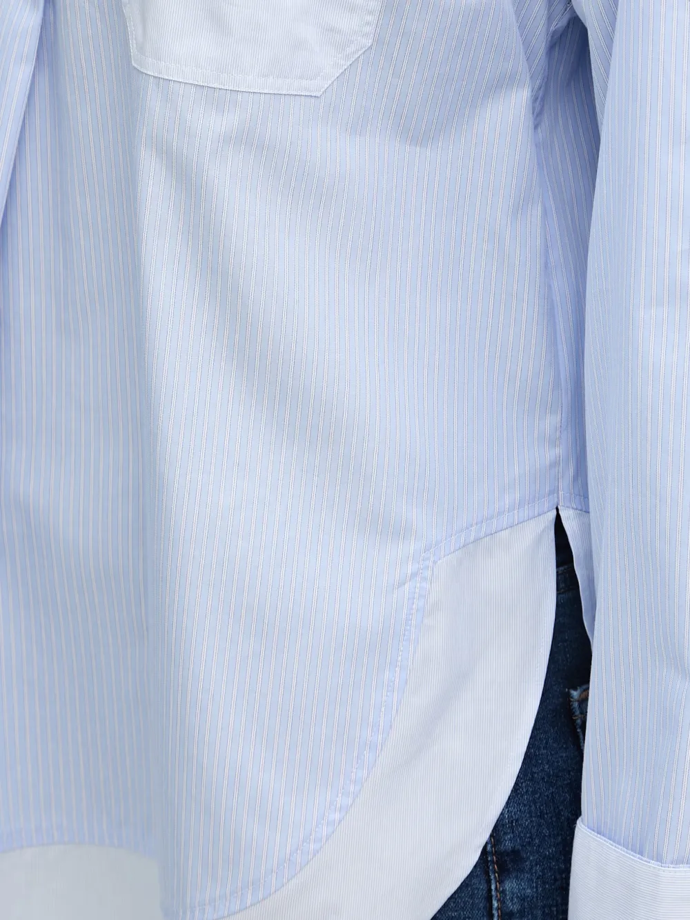 Mos Mosh MMBronwyn gestreept overhemd met bandkraag Blauw