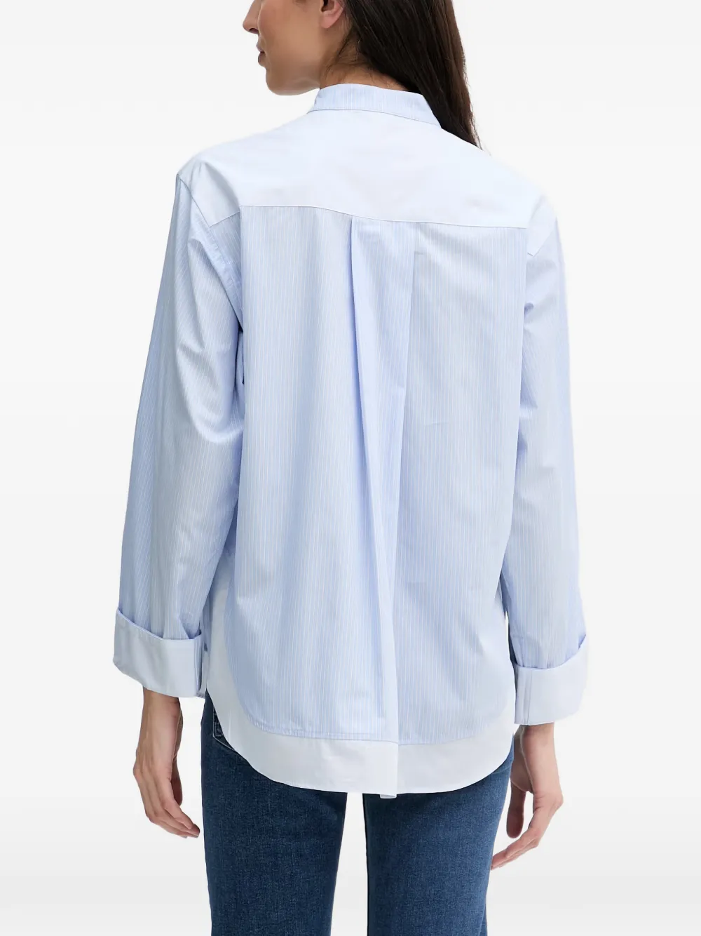 Mos Mosh MMBronwyn gestreept overhemd met bandkraag Blauw