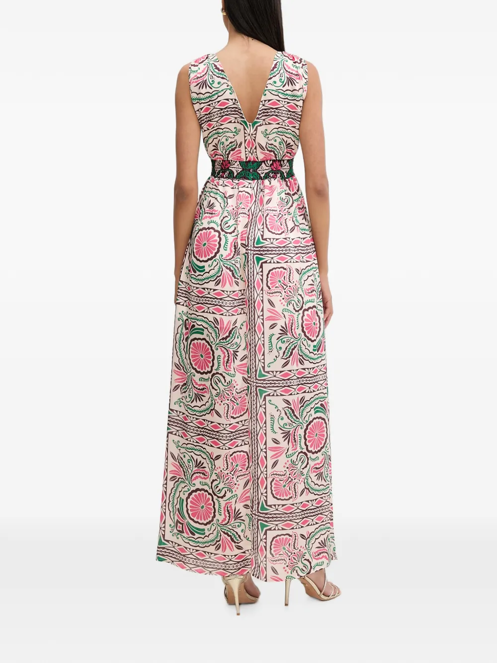 Morgan floral-print V-neck dress Beige