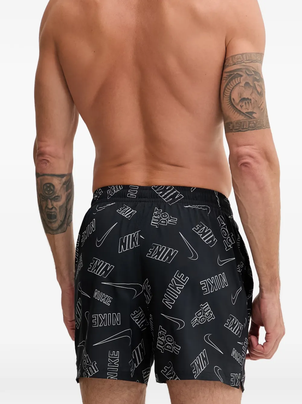 Nike Zwembroek met logoprint en trekkoord Zwart