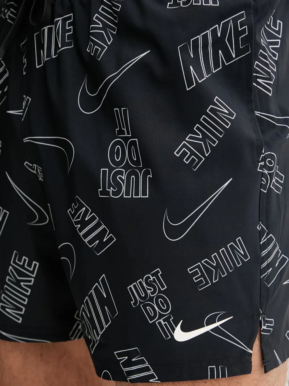 Nike Zwembroek met logoprint en trekkoord Zwart