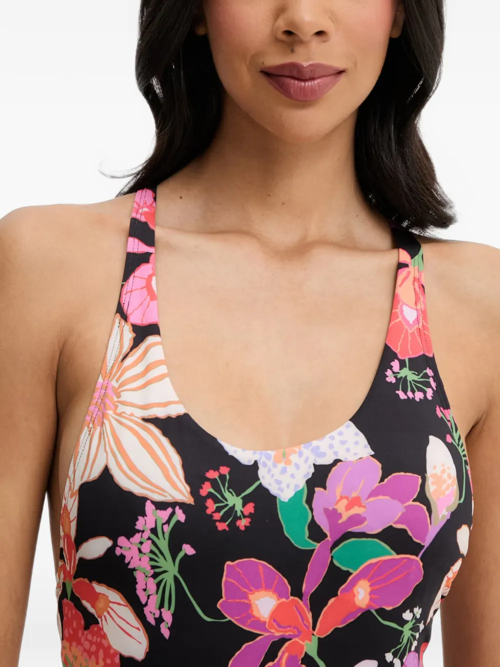 Nike Badpak met bloemenprint en gekruiste bandjes aan de achterkant Zwart