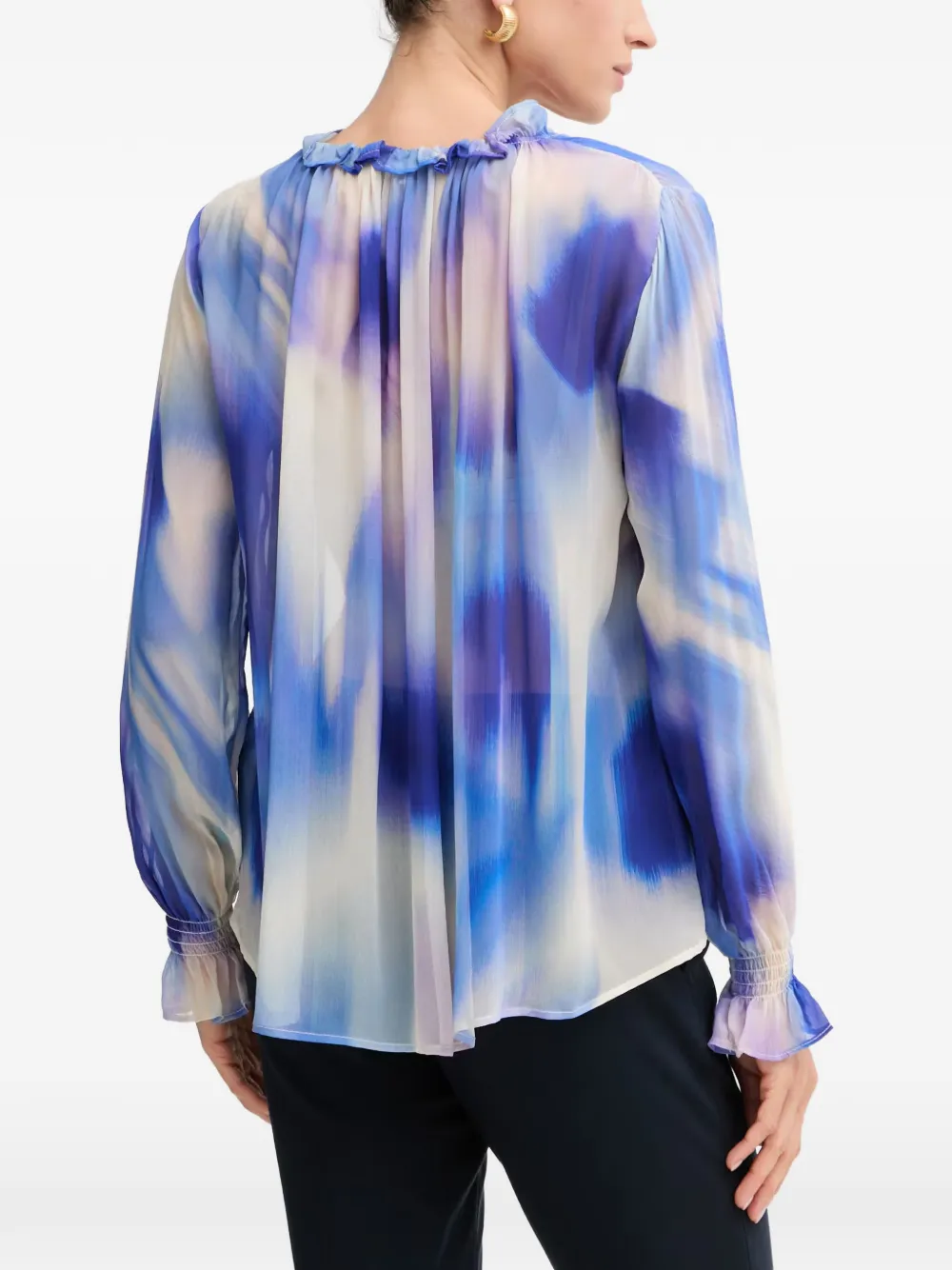 Morgan Rok met tie-dye effect en ruches Blauw