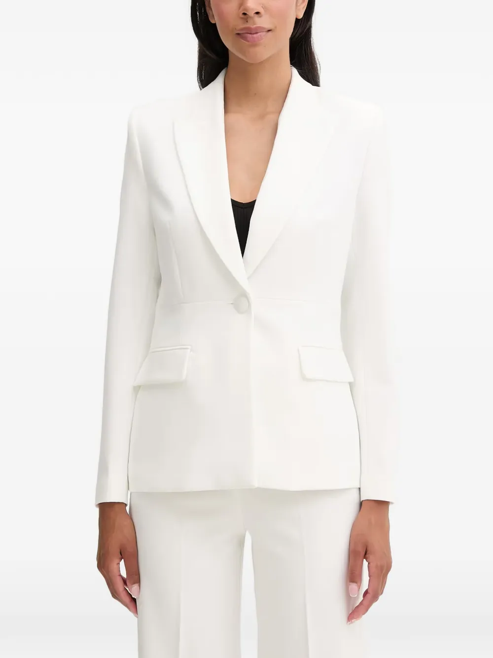 Morgan Lace-panel Blazer In White