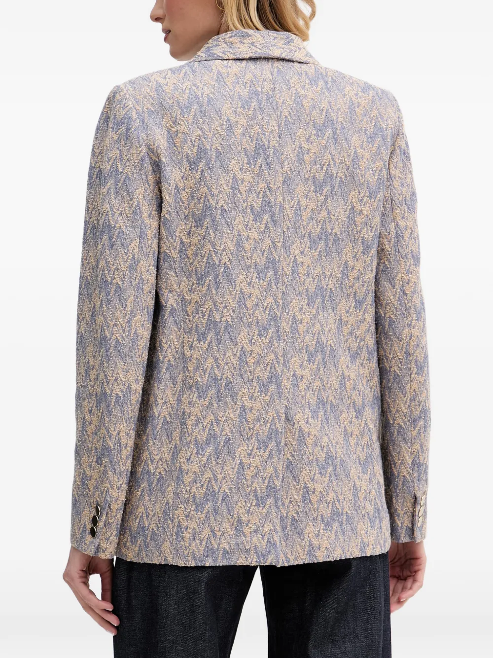 Mos Mosh MMWren Eve blazer met sjaalkraag en chevron-patroon Blauw