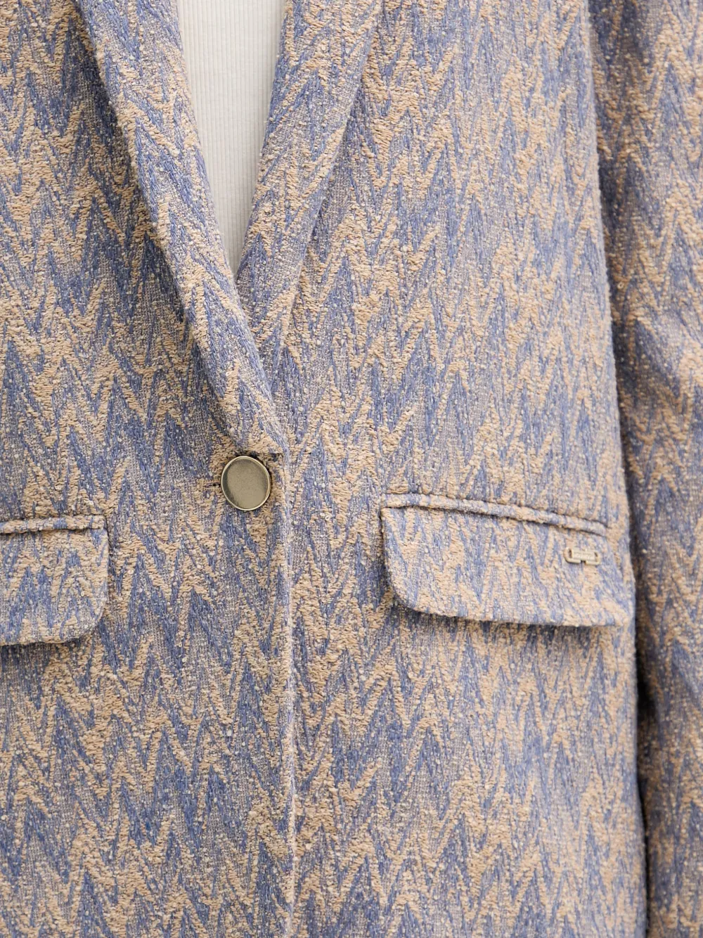 Mos Mosh MMWren Eve blazer met sjaalkraag en chevron-patroon Blauw