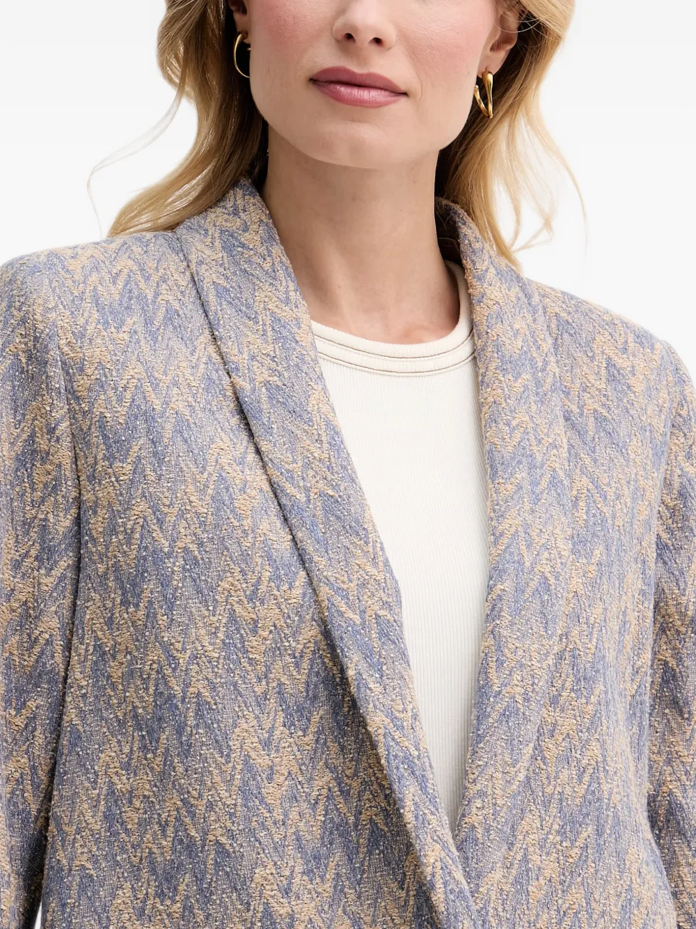 Mos Mosh MMWren Eve blazer met sjaalkraag en chevron-patroon Blauw