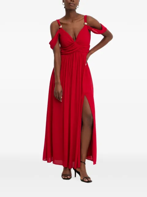 Morgan cold-shoulder side-slit maxi dress