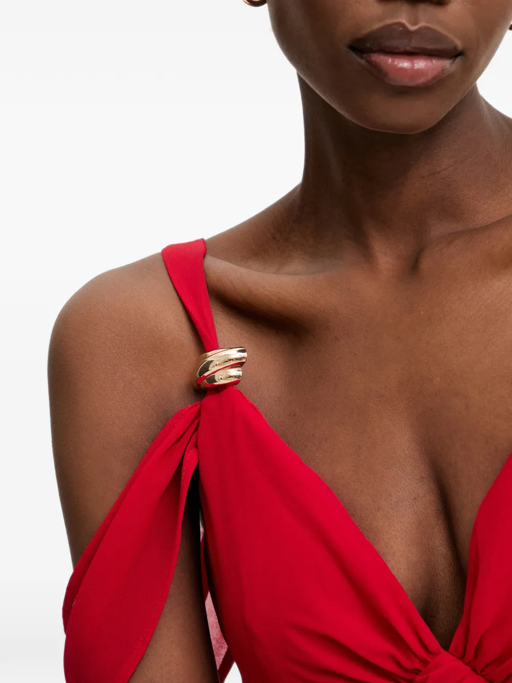 Morgan Maxi-jurk met zijsplit en open schouders Rood