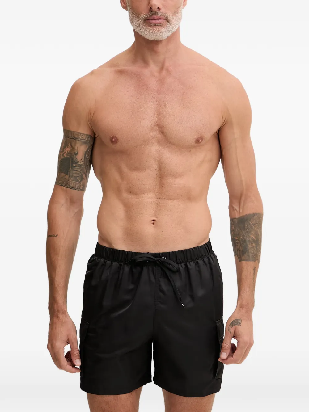 Nike Swoosh-logo cargo swim shorts Zwart