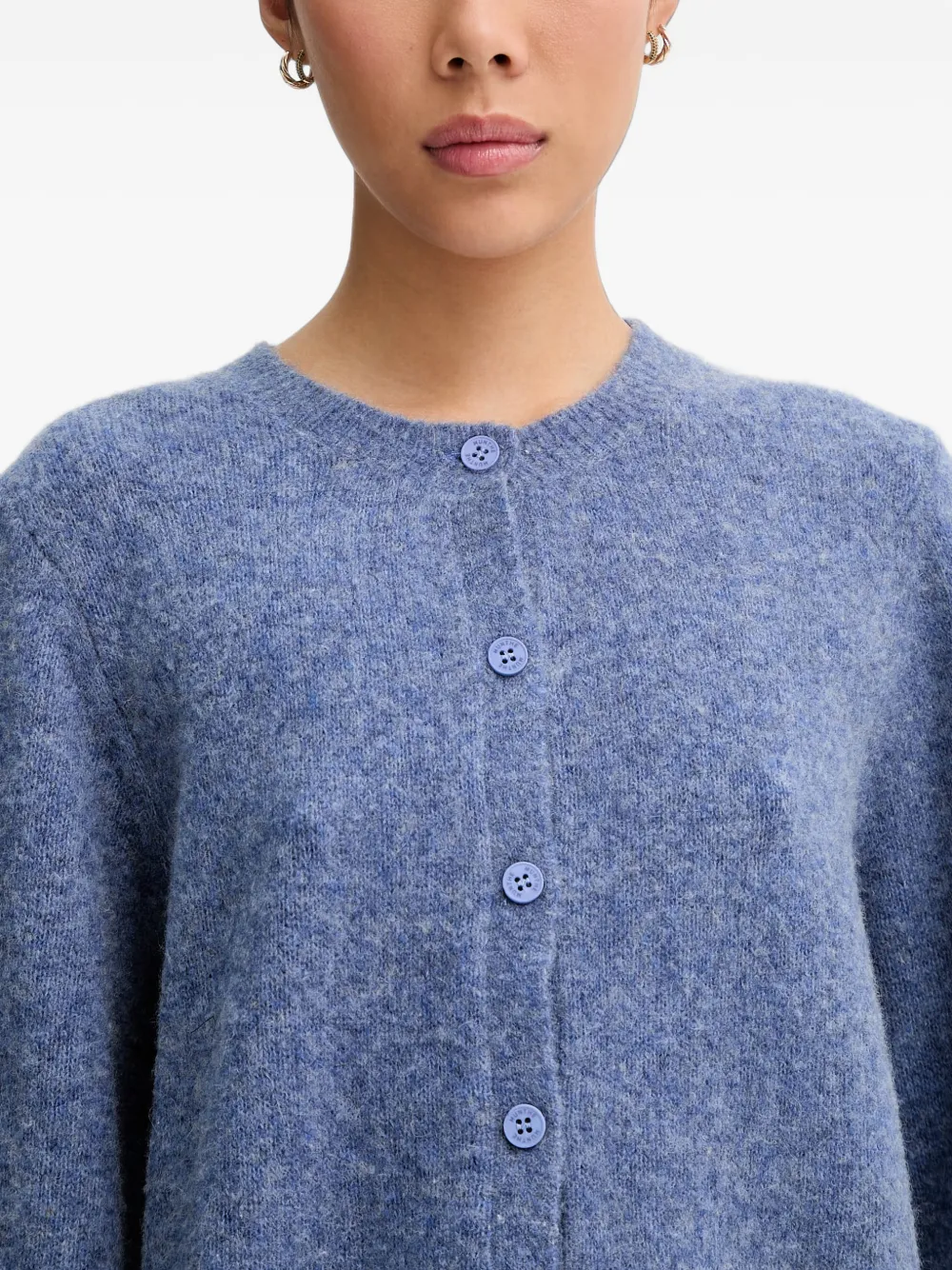 MUNTHE Nabilla vest met wijde mouwen en knopen Blauw