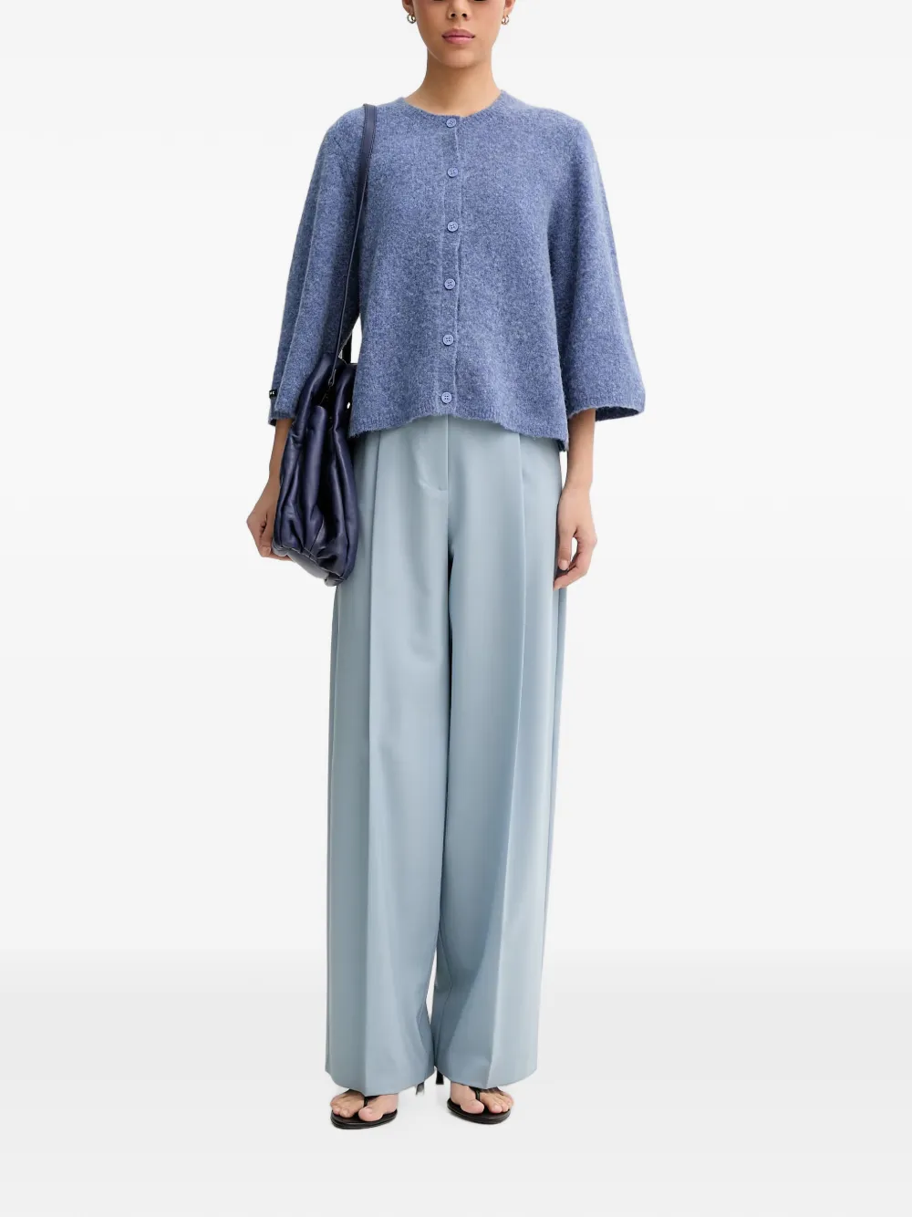 MUNTHE Nabilla vest met wijde mouwen en knopen Blauw