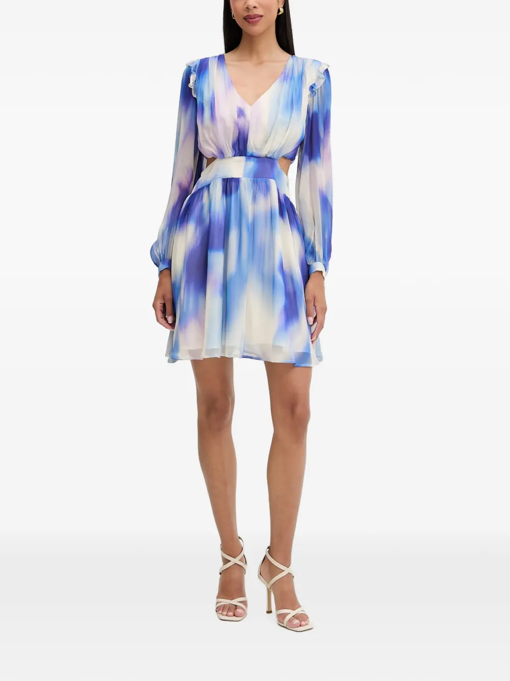 Morgan ruffled cut-out mini dress Blauw