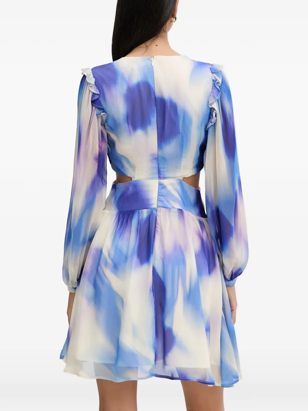 Morgan ruffled cut-out mini dress Blauw