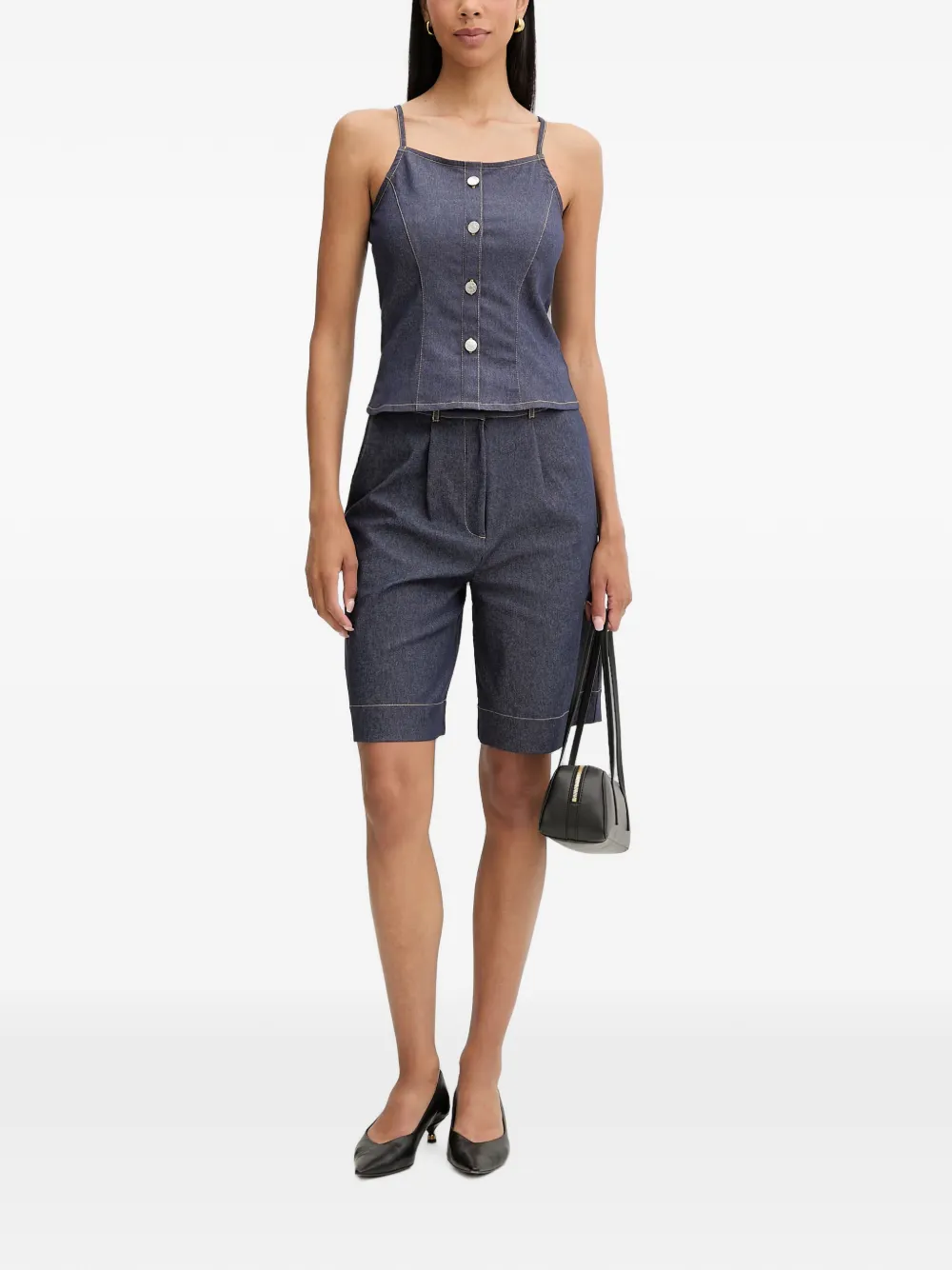 Morgan Denim top met knopen Blauw