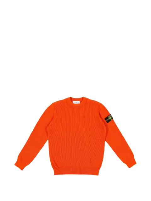 Stone Island logo-patch ribbed-knit cotton sweater