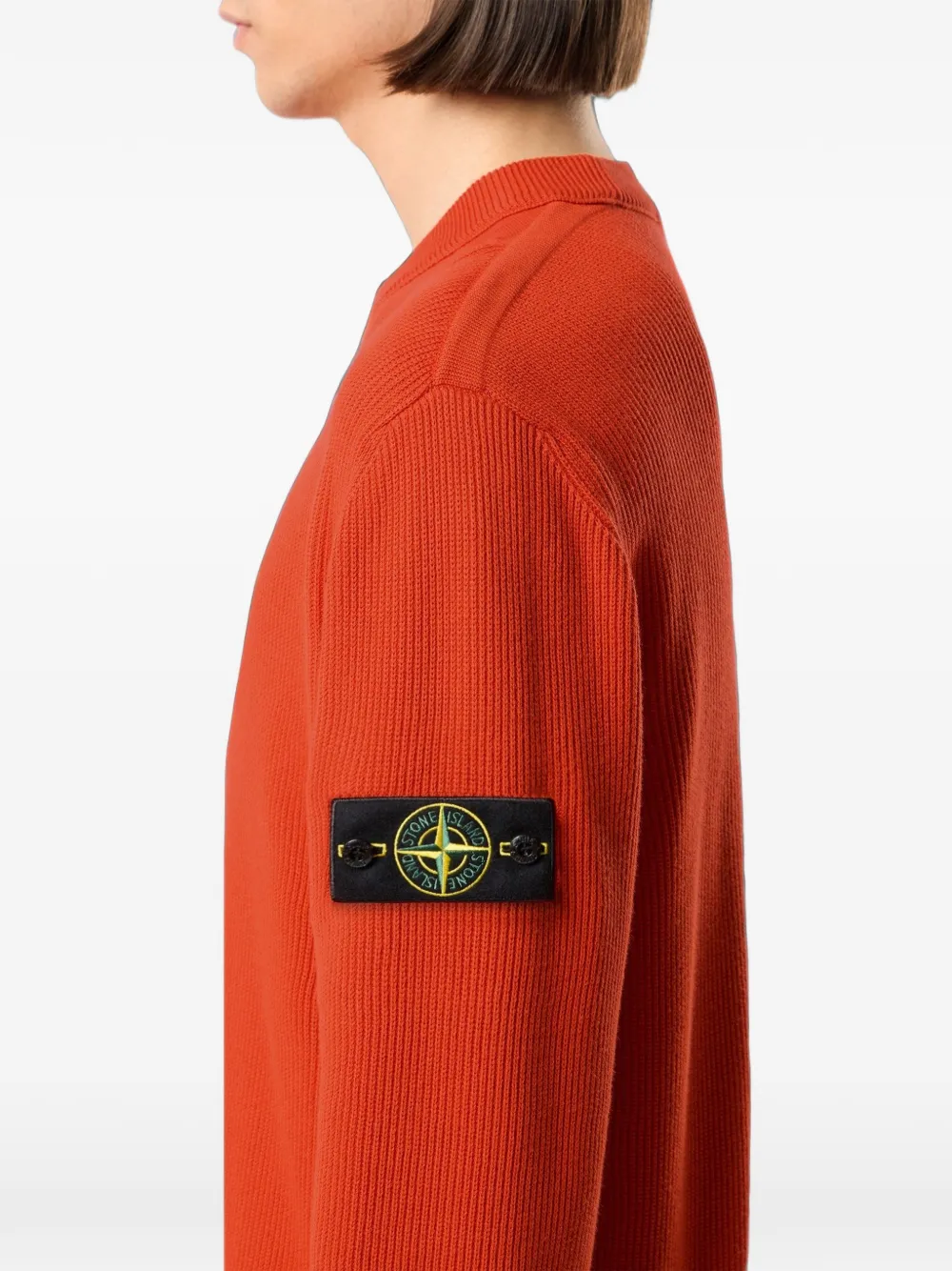 Stone Island Ribgebreide katoenen trui met logopatch Oranje