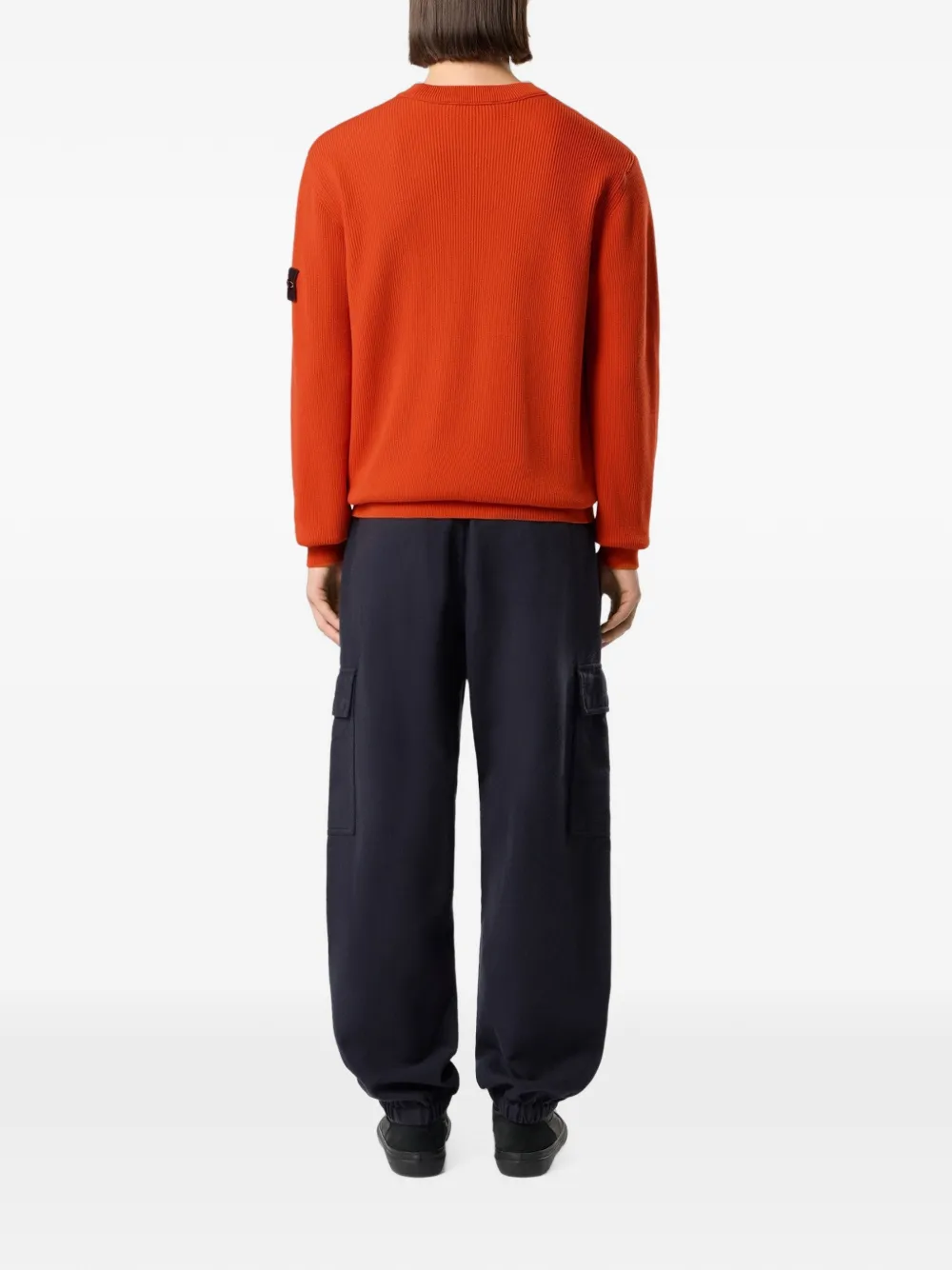 Stone Island Ribgebreide katoenen trui met logopatch Oranje