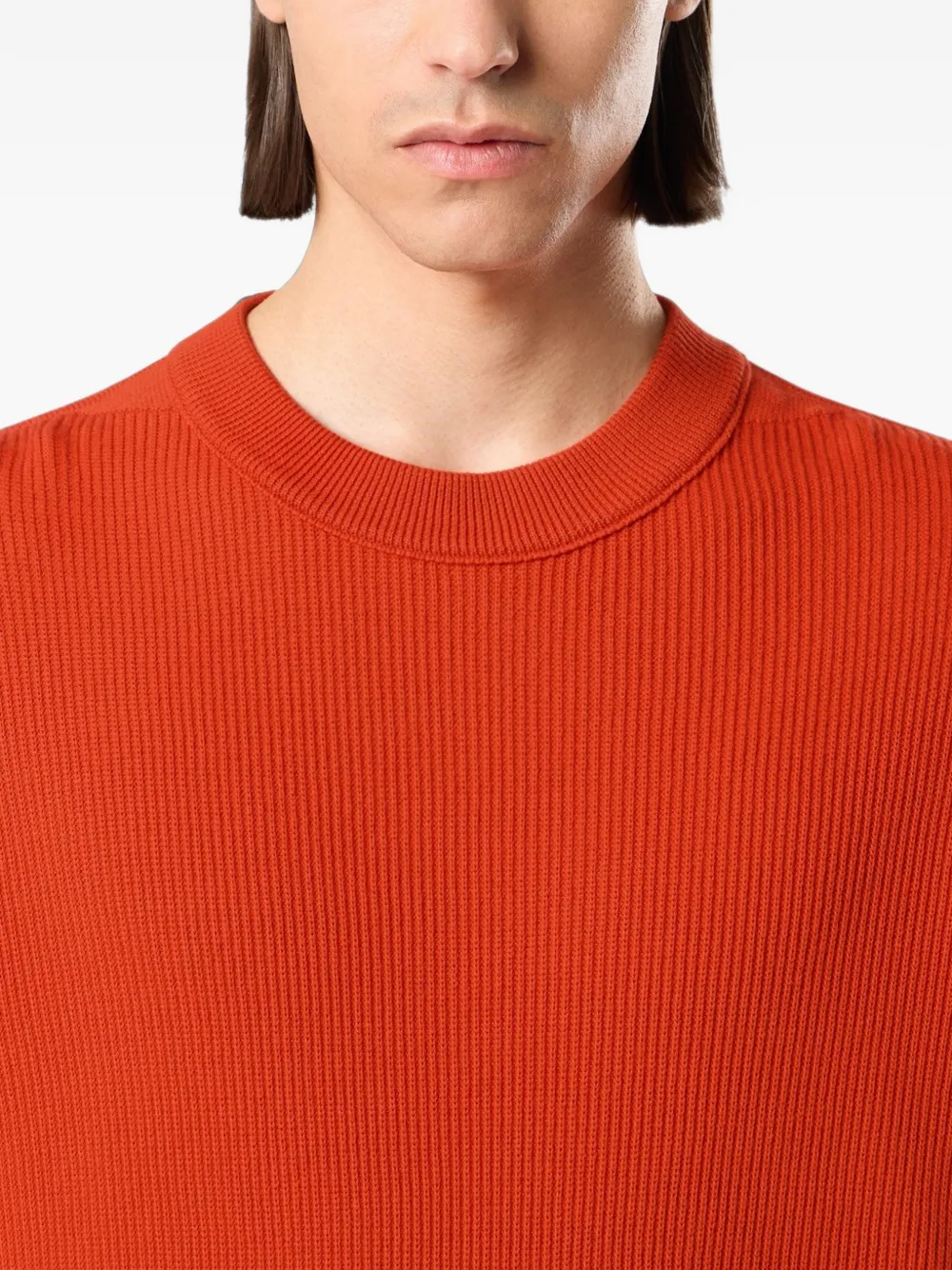 Stone Island Ribgebreide katoenen trui met logopatch Oranje