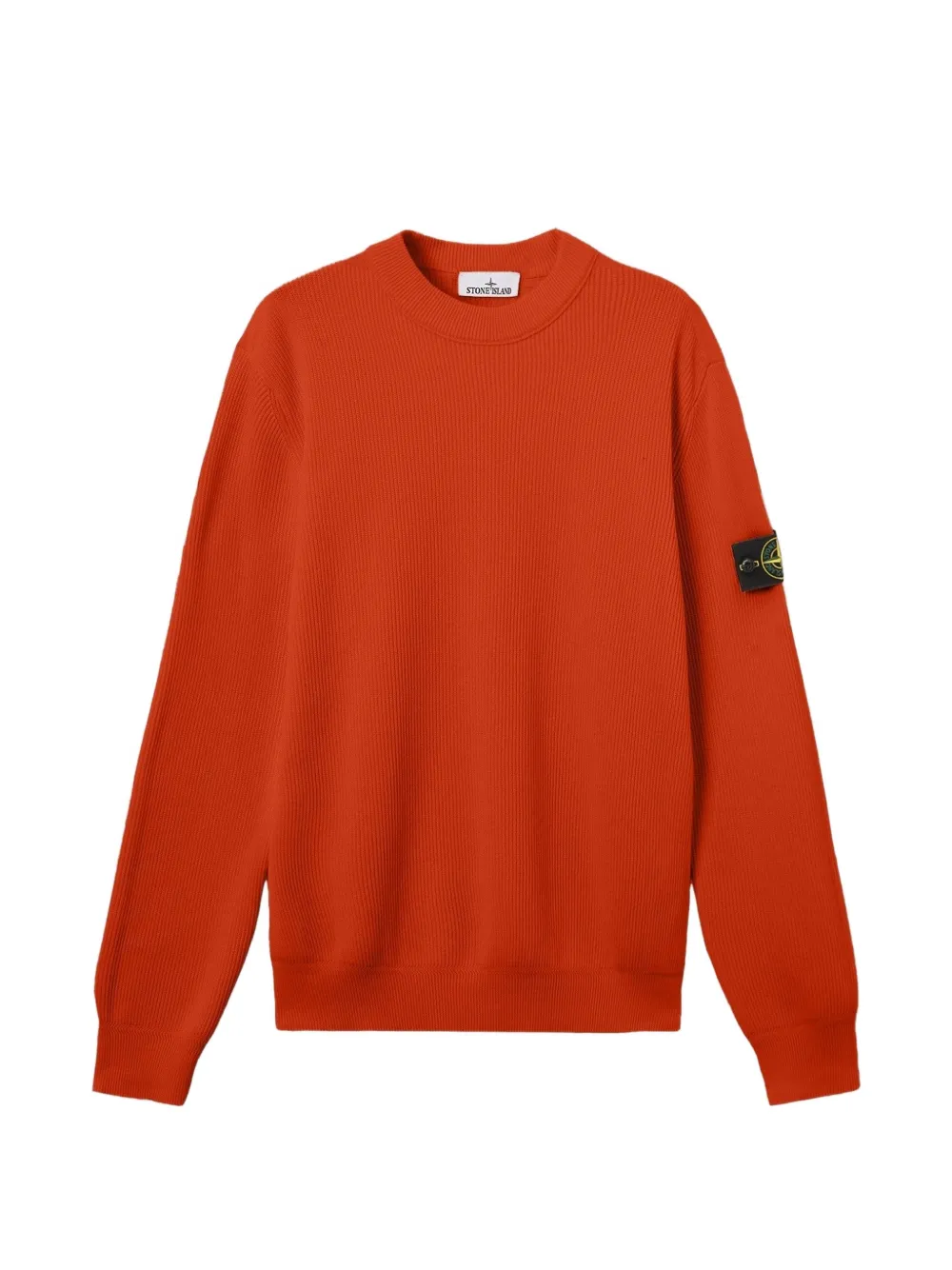 Stone Island logo-patch ribbed-knit cotton sweater
