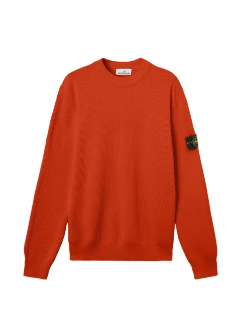 Stone Island suéter tejido de canalé con parche del logo