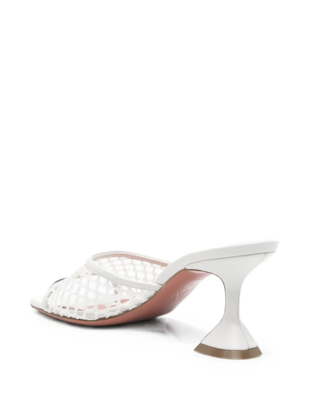 Amina Muaddi Lupita net-upper square-toe sandals Wit