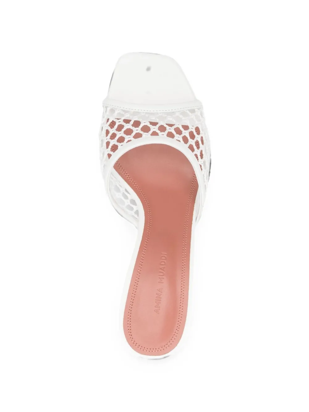 Amina Muaddi Lupita net-upper square-toe sandals Wit