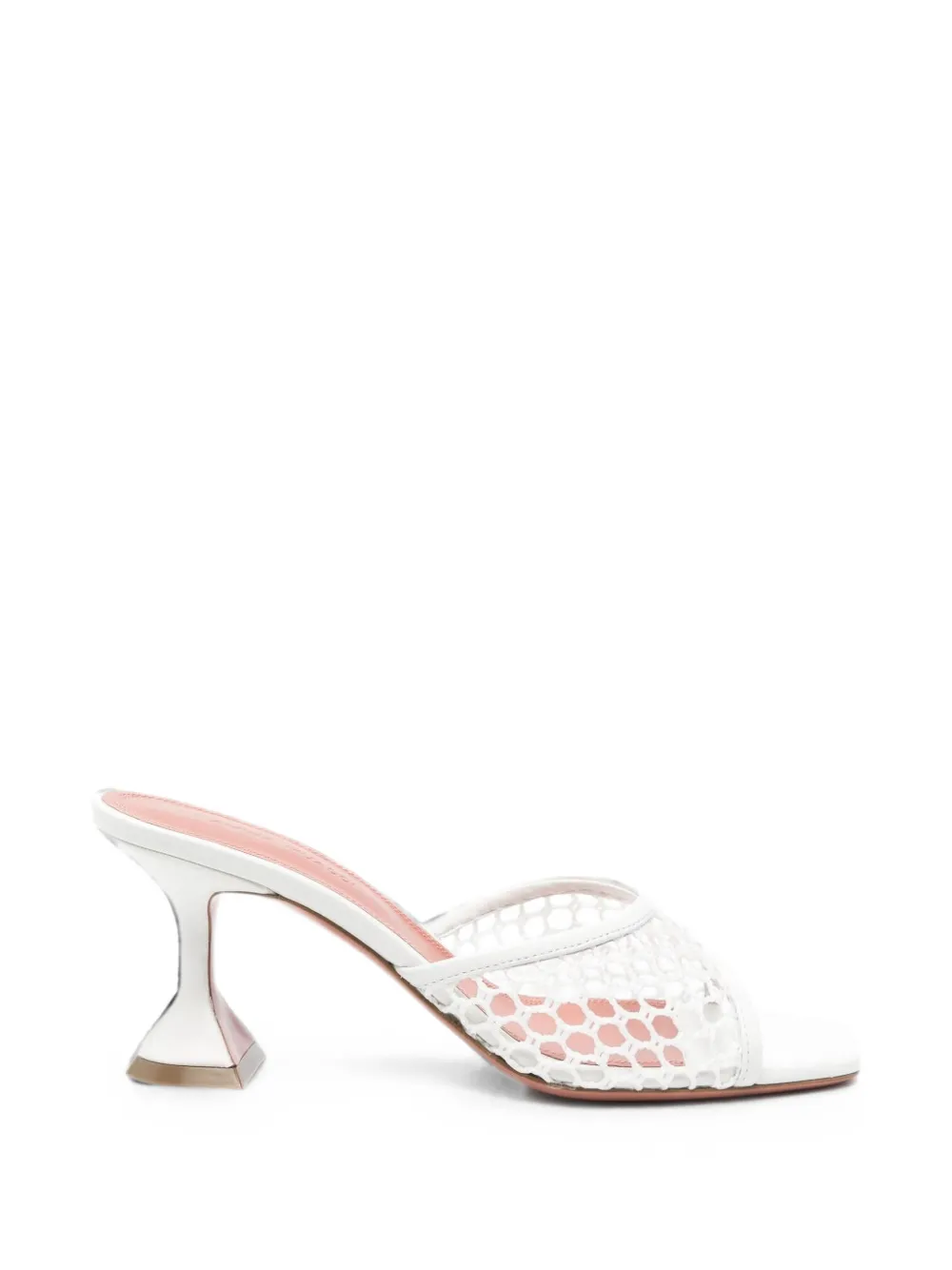 Amina Muaddi Lupita net-upper square-toe sandals Wit