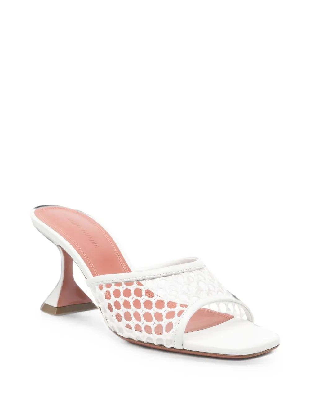 Amina Muaddi Lupita net-upper square-toe sandals Wit