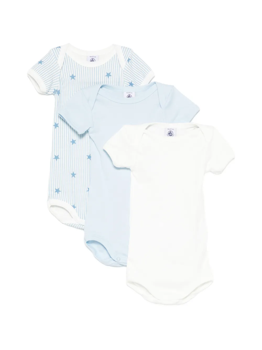 Petit Bateau short-sleeve bodies (set of three) - Bianco