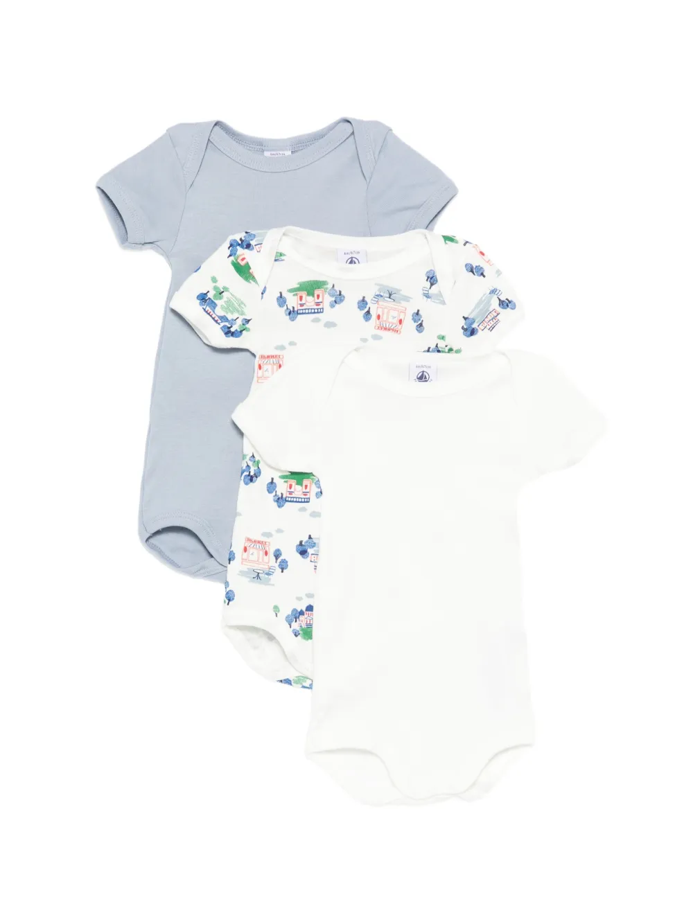Petit Bateau short-sleeve bodies (set of three) - Bianco