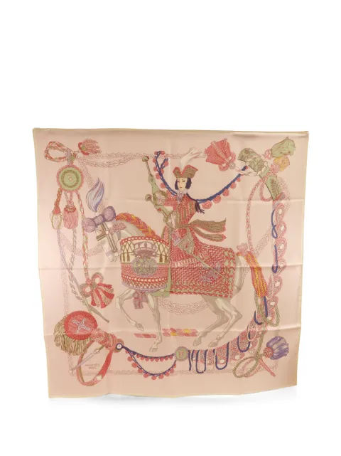 Hermès Pre-Owned equestrian-print silk scarf