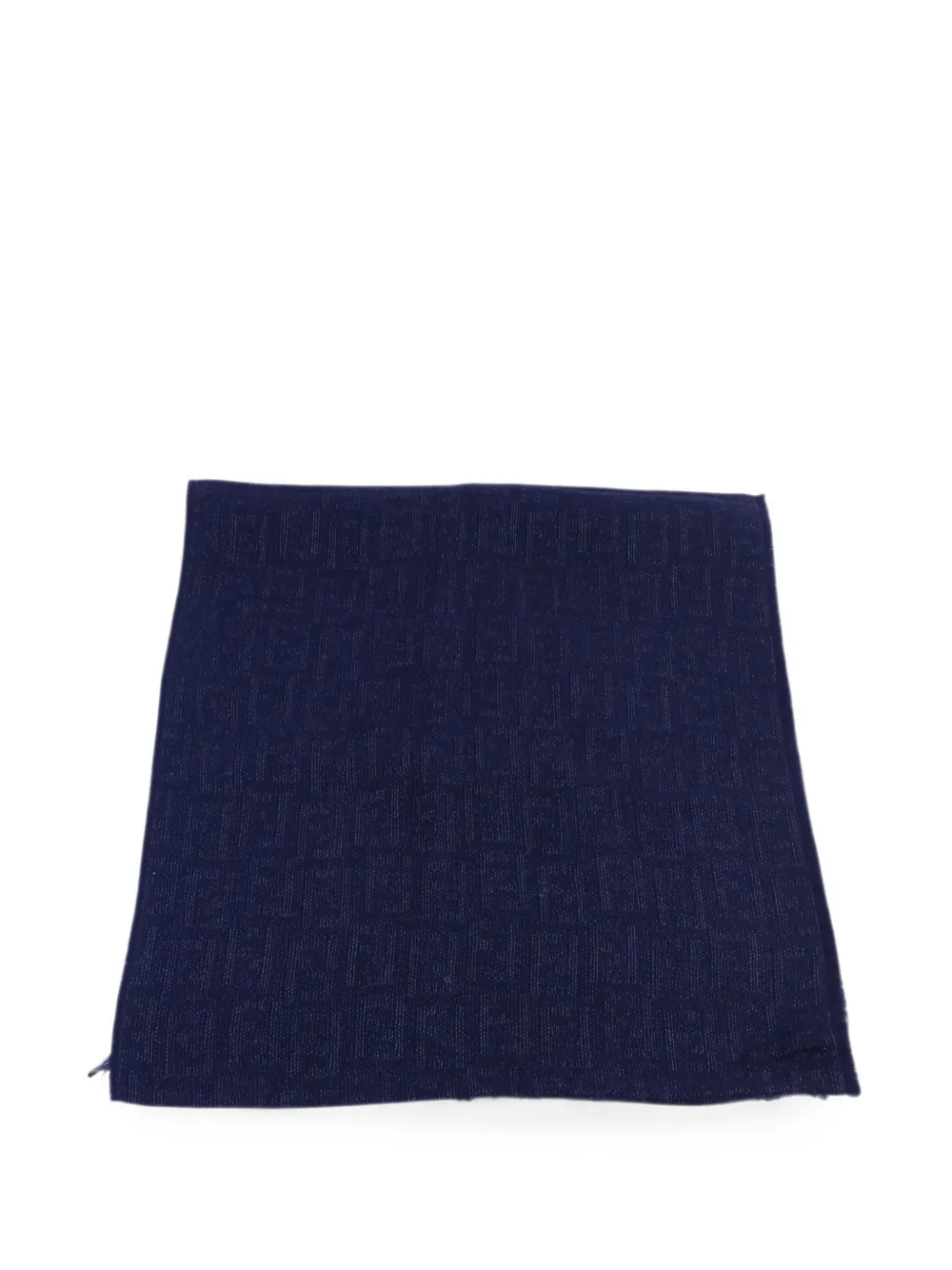Fendi Pre-Owned Zucca-pattern fringed scarf - Blu