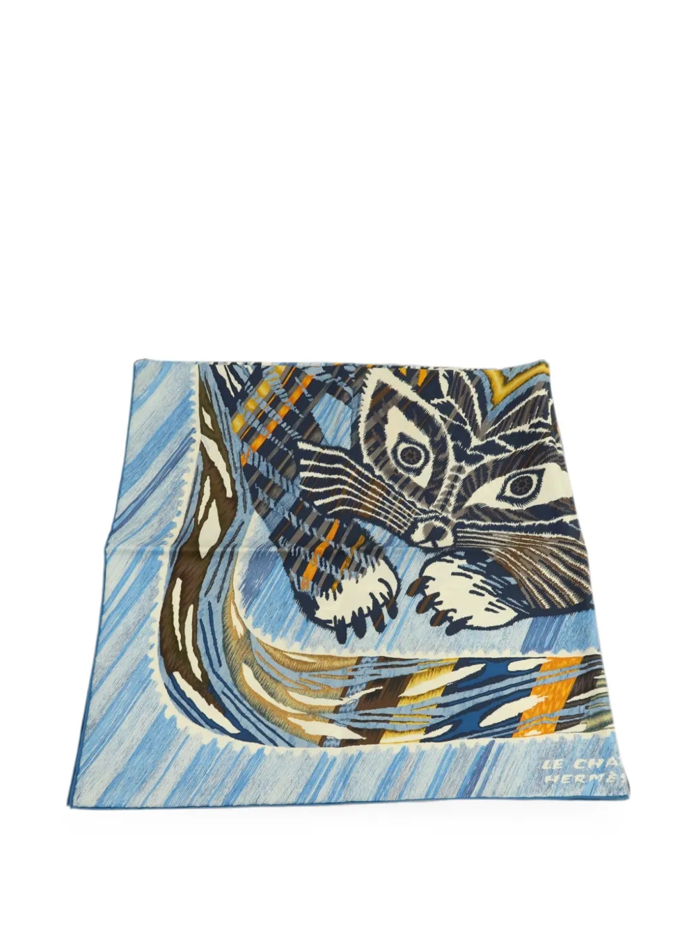 Hermès Pre-Owned cat-print scarf - Blu