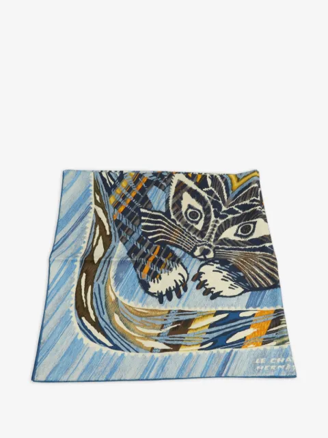 Hermès Pre-Owned mascada con gato estampado