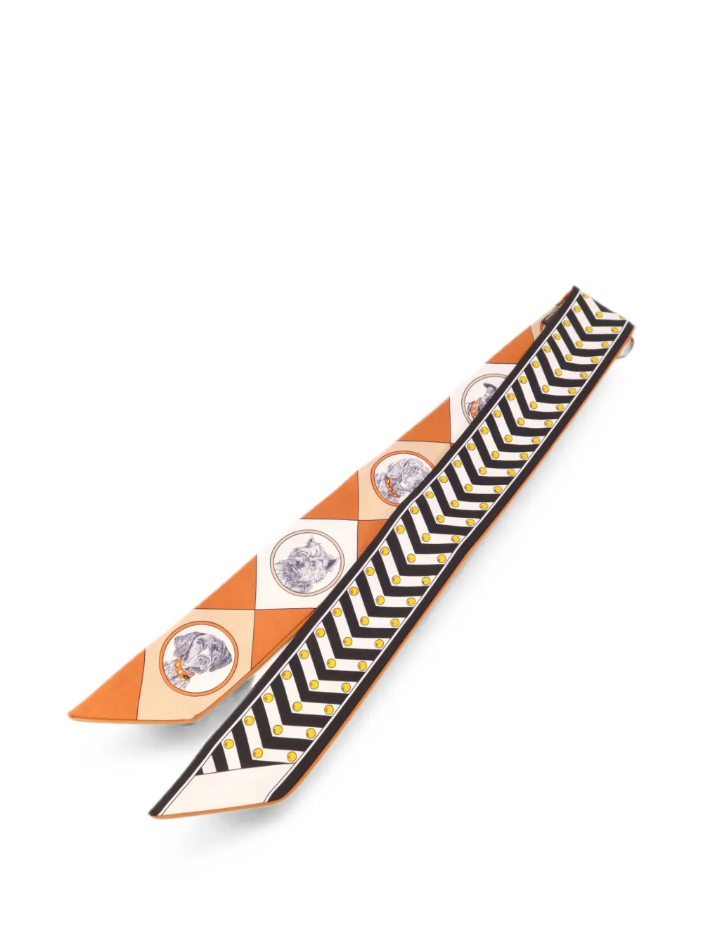 Hermès Pre-Owned leather-trim silk scarf - Marrone