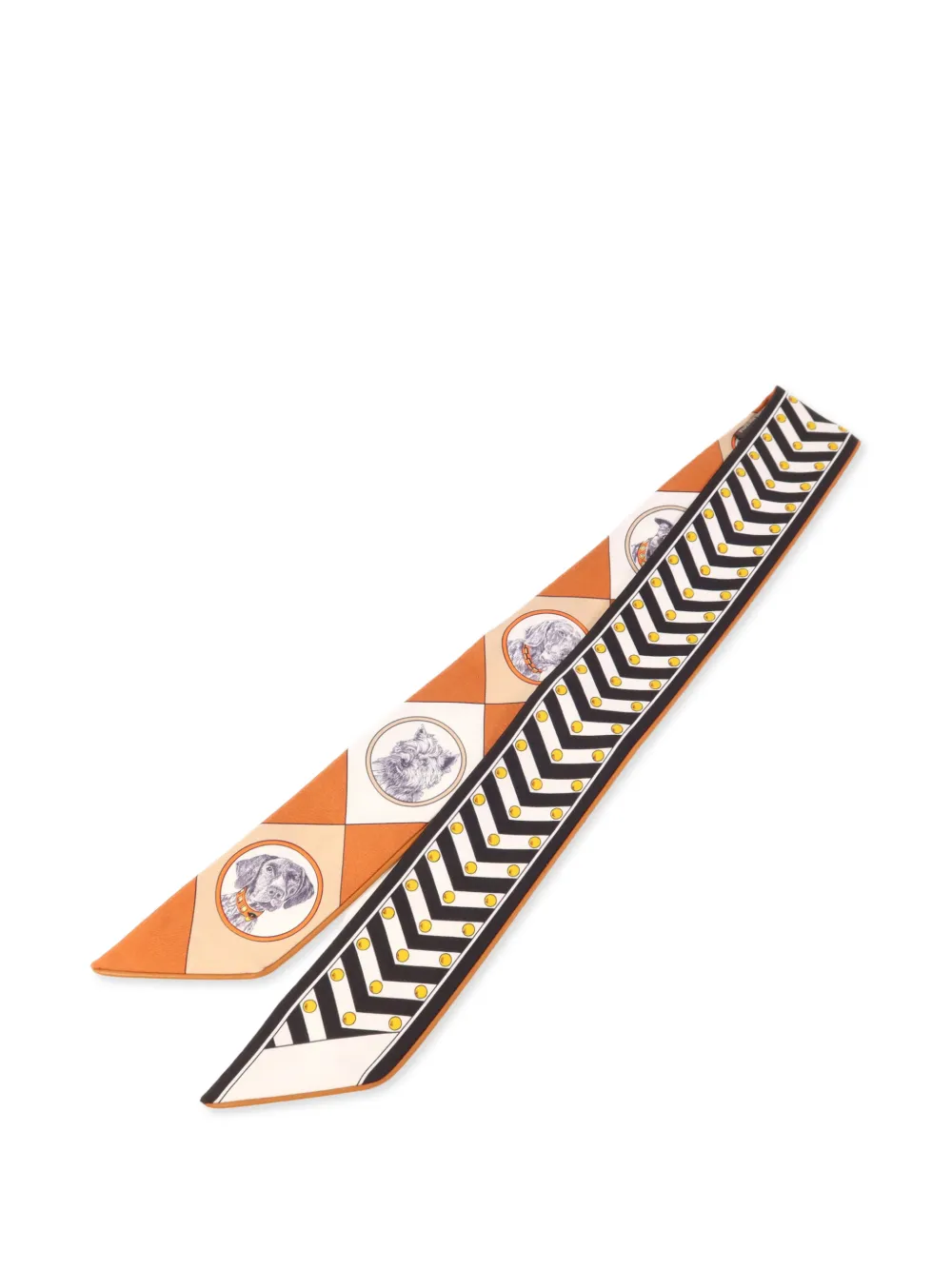 Hermès Pre-Owned leather-trim silk scarf - Marrone