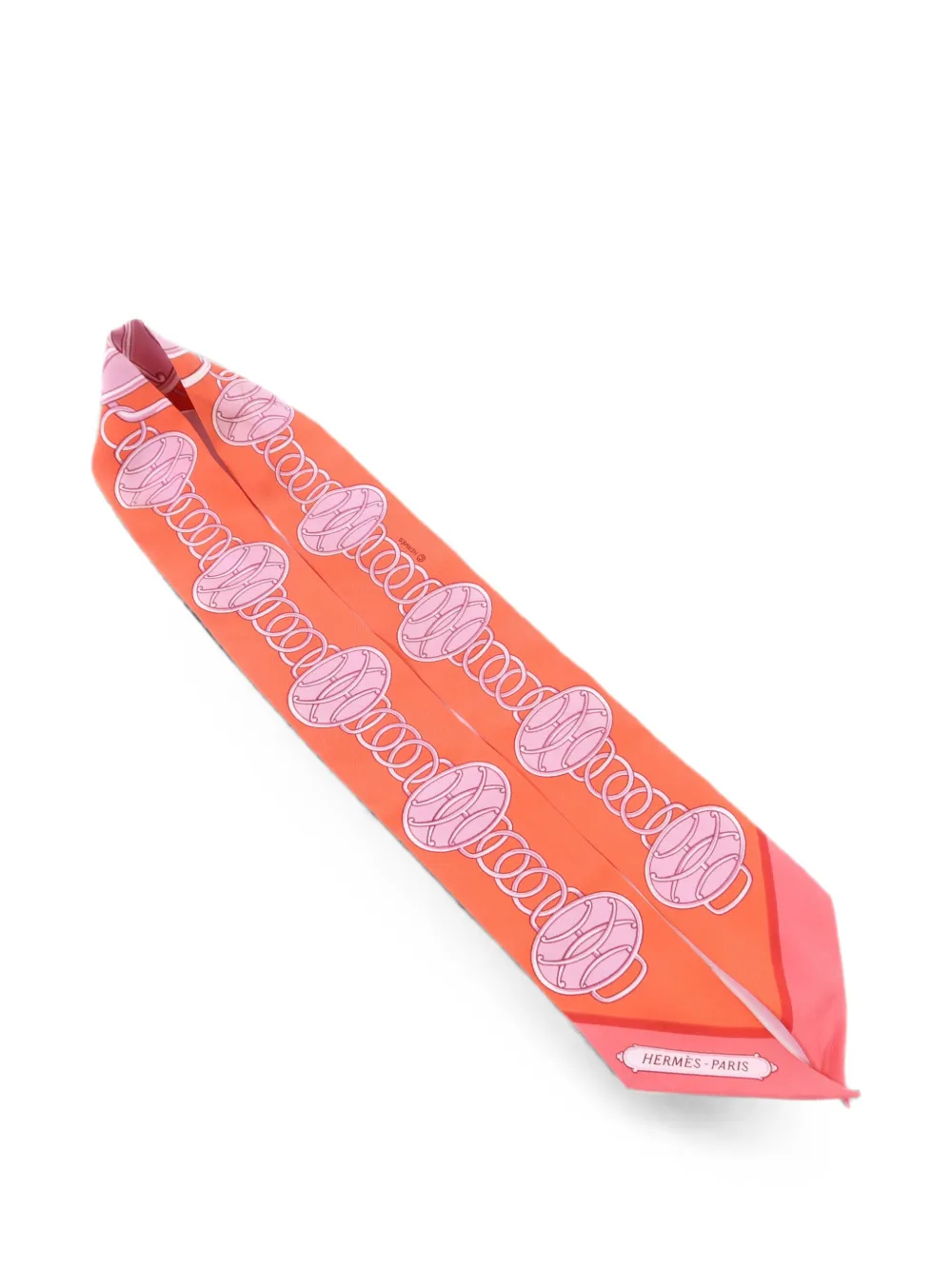 Hermès Pre-Owned Twilly chain-link silk scarf - Arancione