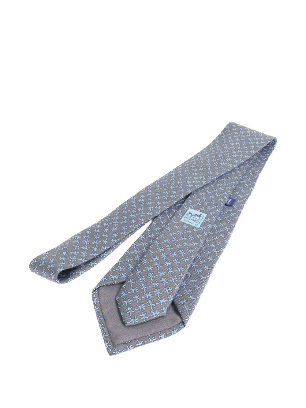 Pre-owned Hermes Silk Tie In Gray